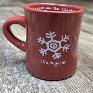 Life is Good Red Snowflake Do What You Like Like What You Do Diner Style Mug